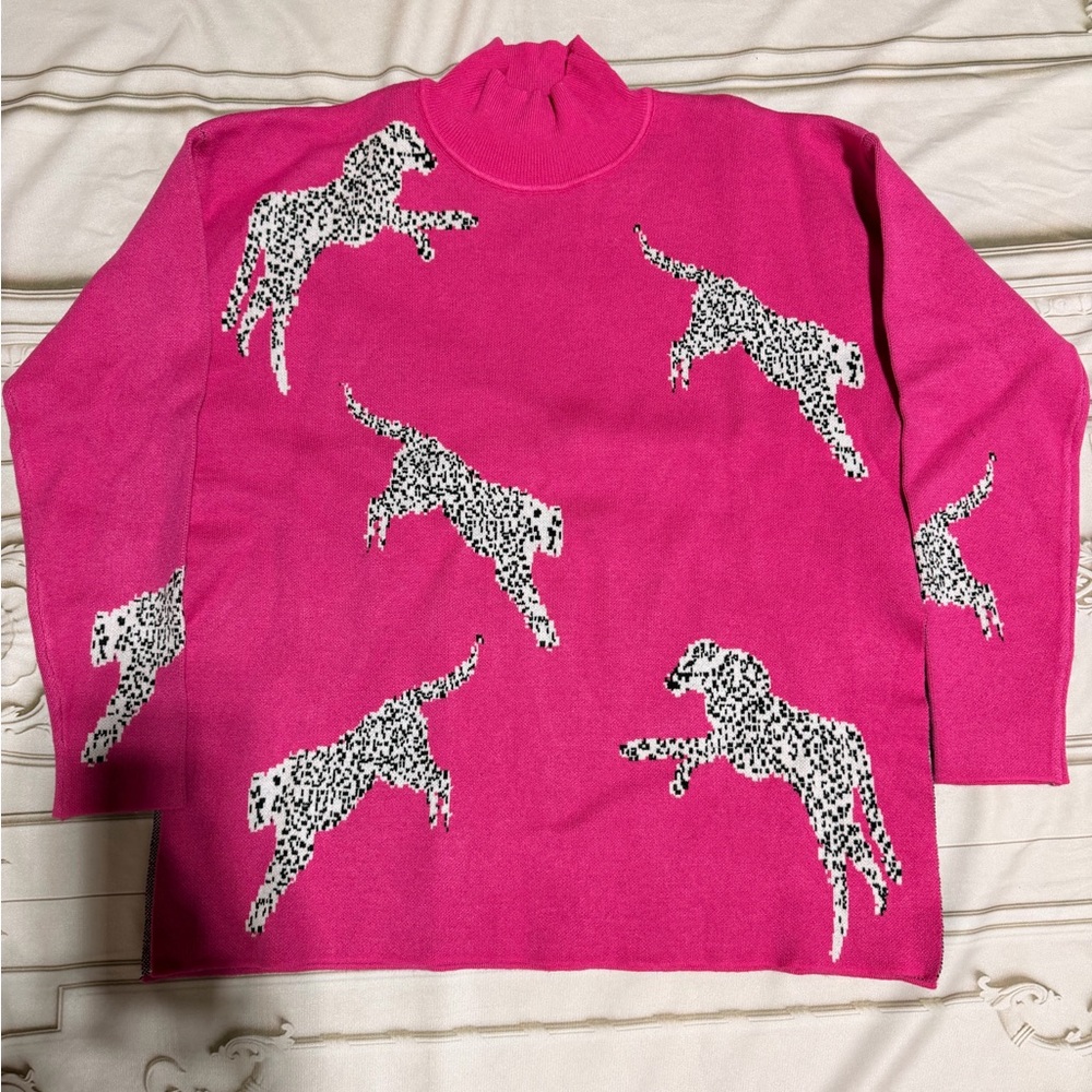 Pink Leopard Print Women's Sweater